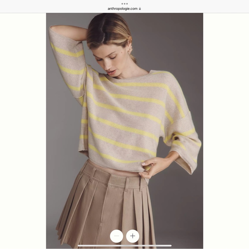 Anthropologie Cream and Yellow Striped Sweater